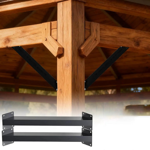 Beefy Heavy Duty 45 Degree Angle Support Bracket For Pergolas Gazebos Decks And Tree Houses Steel Corner Connector For DIY Structural Reinforcement And Outdoor Wood Projects Black Finish
