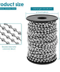 Heavy Duty Stainless Steel Ball Chain 49.2 Ft With 4.5Mm Beads And Spool Rustproof Metal Chain for various uses