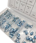 115 Piece Grease Nipple Fittings Set With Straight 90 Degree And 45 Degree Angles In M6 M8 M10 Threads For Grease Guns Machinery