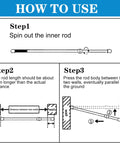 Installation steps for 4 Pack Adjustable Sliding Door Security Bars With White Rubber Tips Tension Rods 9.8 To 15.7 Inch 0.7 Inch Diameter Window Safety Lock Bar For Doors And Windows Ideal For Bathroom And Home Safety.
