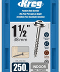 Zinc Pocket Hole Screws For Woodworking 1-1/2 Inch Coarse Thread Maxi-Loc Head Indoor Use 250 Count package