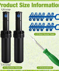 Knockout Pack Slick Gear Drive Pop Up Sprinkler Heads Compatible With Standard Irrigation Systems Including Solid Metal Screwdriver Tool And Targeted Curtain Nozzles For Hella Even Lawn Hydration And Quick Weekend Backyard Upgrades, showing dimensions and included tools.