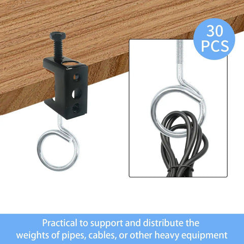 One And A Quarter Inch Bridle Rings 30 Pack Heavy Duty Steel Cable Hangers with Quarter Twenty Threaded for Low Voltage Wiring