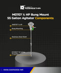 Half HP Bung Mount Pneumatic Agitator For 55 Gallon Drums Barrel Mixer With Air Bracket Paint Stirring Machine components diagram
