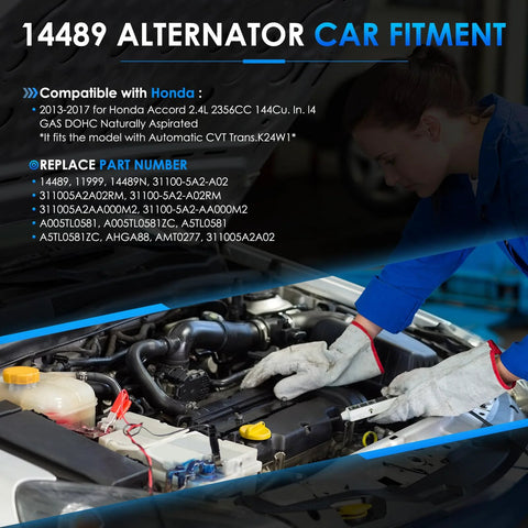 Mechanic inspecting engine for Premium Car Alternator Replacement For Honda Accord 2013 To 2017 2.4L L4 Engine With Automatic CVT