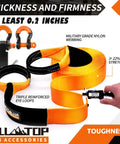 Heavy Duty Nylon Recovery Kit For Off Road With Three Inch By Thirty Foot Snatch Strap And Hitch Receiver 35000 Lbs Break Strength Includes Two Inch Shackle Receiver Three Quarter Inch Heavy Duty Shackles With Isolator And Durable Storage Bag