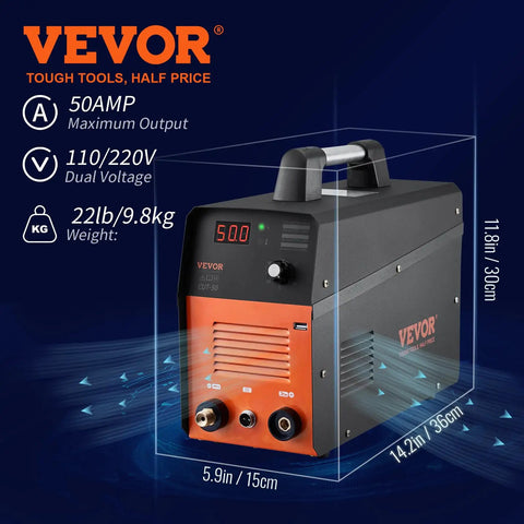 50 Amp Plasma Cutter For Clean Fast Metal Cutting No Fuss Dual Voltage 110V Or 220V Inverter IGBT With Plasma Torch