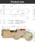 Replacement Kit For Sliding Door Rollers With 1-1/4 Inch Tandem Roller Assembly, product size diagram and roller structure.