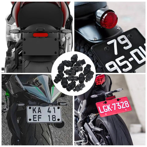 16 Piece Nylon License Plate Hardware Kit Black Screws Bolts Nuts And Frame Fasteners For Motorcycles Cars Trucks And Bikes With Durable Plastic Plating Finish