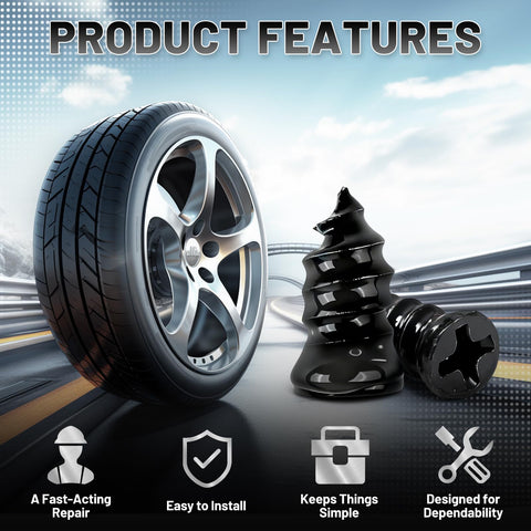 60 Piece Tire Repair Kit With Rubber Nails And Self Tapping Spiral Plugs For Tubeless Tires Emergency Puncture Fix Tools
