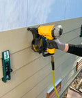 Gecko Gauge Siding Tool With Pro Grip Clamp For One Man Install, Fast Accurate Siding Layout And Next Course Support For Nailing, Green 2 Pack For LP Wood Siding Projects on wall with nail gun