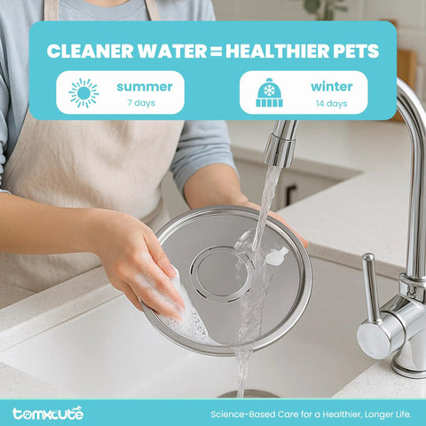 Person cleaning Stainless Steel Cat Water Fountain With 108 Oz Capacity For Cats And Small Dogs, Ultra Quiet Metal Pet Water Fountain