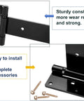 12 Inch Heavy Duty T Strap Gate Hinges For Barn Fence And Shed Doors 180 Degree Swing 4mm Industrial Steel Black Wrought Hardware