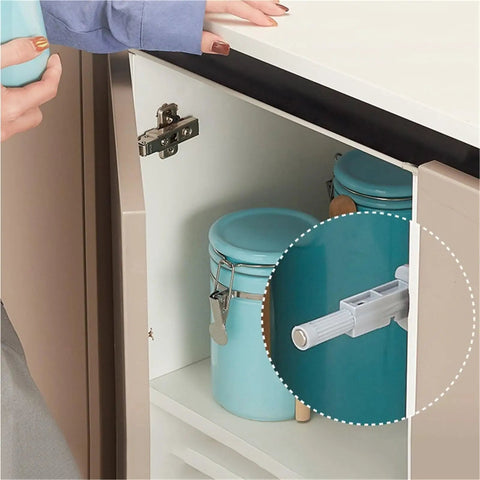 Close-up of Magnetic Cabinet Latches For Touch Open Cabinets installed, showing invisible handle-free design with sturdy catch.