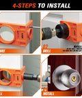 Pro Grade Door Lock Installation Kit With Adjustable Guide Template And Heavy Duty Hole Saws for step-by-step installation guide on wood doors.