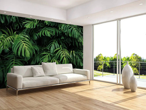 Tropical Monstera Banana Leaf Wall Mural For Living Room And Bedroom Not Peel And Stick 141 By 96 Inches, realistic foliage