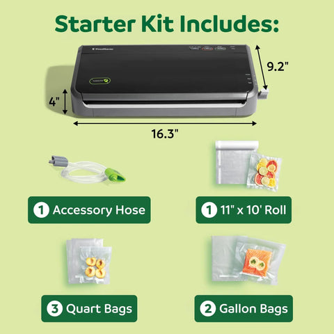 Automatic Vacuum Sealer Machine With Bag Detection And Sous Vide Friendly Design For Home Cooks starter kit contents.