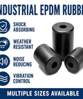 One Quarter Inch ID By Seven Eighths Inch OD By Seven Eighths Inch Long EPDM Rubber Spacer Bushings with features