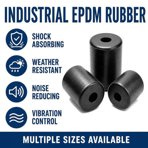 One Quarter Inch ID By Seven Eighths Inch OD By Seven Eighths Inch Long EPDM Rubber Spacer Bushings with features