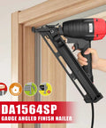 Person using Pro Grade 15 Gauge Angled Finish Nailer With Tool Free Depth Adjustment No Mar Tip And Work Contact Element