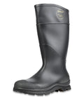 Mens Heavy Duty 14 Inch Steel Toe Work Boots Black Size 10 Seamless Waterproof Pvc with textured toe.