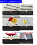 Comparison of Tough As Nails Heavy Hitter Manual Emergency Rescue Tripod Winch features and benefits, highlighting anchor screws and structural integrity.
