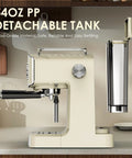 Straight Up Retro 20 Bar Espresso Machine With Integrated Milk Frother And ESE Pod Compatible Setup featuring 54oz detachable tank.