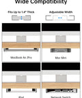 Wide compatibility for Heavy Duty Under Desk Laptop Mount And Wall Holder Adjustable Metal Bracket showing various devices.
