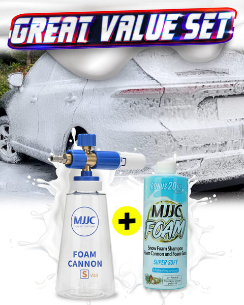 Foam Cannon S V3 With Beefed Up Thick Snow Foam Technology And Quarter Inch Quick Connector For Pressure Washer Plus Premium Snow Foam Car Wash Soap 20 Fl Oz Kit