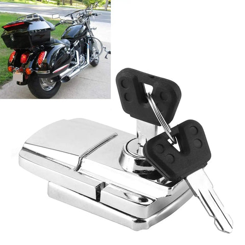 Iron Trunk Lock With Two Keys For Motorcycles Spring Toggle Latch Hasp Clamp Heavy Duty Locking Tool, image of lock and keys