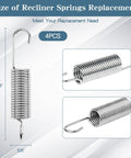 Tough As Nails Stainless Steel Recliner Springs Replacement 4 Pack, 3-5/8in length, durable stainless steel springs for easy furniture repair.