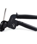 No-Sweat Stainless Steel Cable Tie Gun with black ergonomic handles for fast wire bundling and easy cutting.