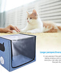 Pet Oxygen Chamber For Small Animals, Multi Function ICU Cage And Nebulizer, 100L Clear Portable Habitat with cat nearby