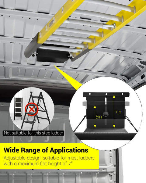 Heavy Duty Van Interior Ladder Storage Holder Overhead Truck Trailer Roof Rack Organizer Space Saving Gear Mount No Sweat Install Keep Your Ride Locked Down Clean