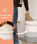 80 Liter Woven Laundry Hamper With Sturdy Handles And Decorative Storage Basket For Living Room Toy Bin Pillows Blankets And Clothes 20x18 Inch Gradient Gray Natural Handmade Durable Safe For Kids Nursery