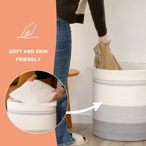 80 Liter Woven Laundry Hamper With Sturdy Handles And Decorative Storage Basket For Living Room Toy Bin Pillows Blankets And Clothes 20x18 Inch Gradient Gray Natural Handmade Durable Safe For Kids Nursery