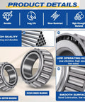 Boat trailer bearing kit (4-set) with 25580 inner and 14125A outer bearings, seals, dust caps, cotter pins.