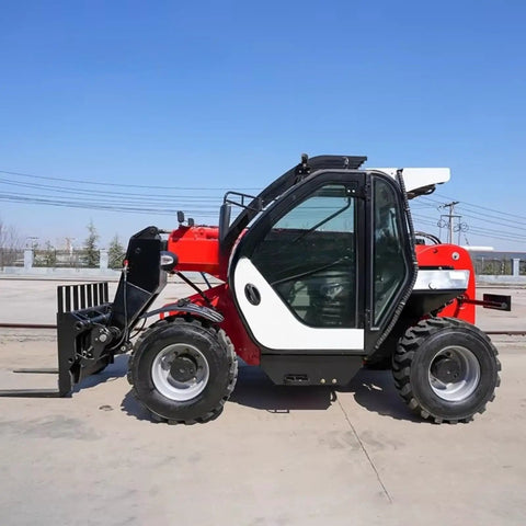 Versatile Telescopic Handler With Quick Attach System And Enclosed Brake For Warehouses Farms Or Industrial Job Sites side view