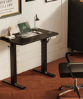 Side view of 32 Inch Electric Standing Desk For Small Spaces With Adjustable Height Sit Stand Memory Presets And Cable Management