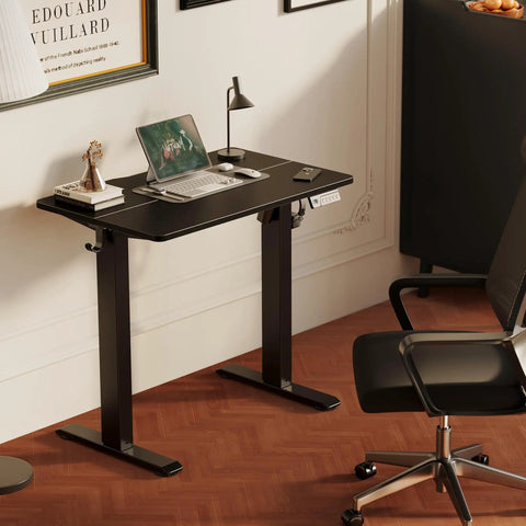 Side view of 32 Inch Electric Standing Desk For Small Spaces With Adjustable Height Sit Stand Memory Presets And Cable Management