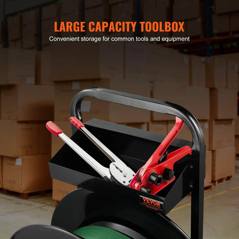 Heavy Duty Banding Strapping Cart Smooth Operator Rig For Pet Pp And Fiber Rolls with large capacity toolbox and tools.