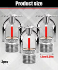 Heavy Duty Fire Sprinkler Head Pendant Type Quick Response Trigger 68 Degrees Celsius 155 Fahrenheit 3pcs set size 5.2cm height