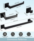 Dimensions of Matte Black 5 Piece Bathroom Hardware Accessories Set Includes Towel Bar And Towel Rack Robe Hook Toilet Paper Holder Wall Mounted For Easy Home Upgrade And Durable Daily Use