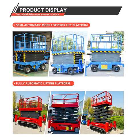 Heavy Duty Electric Hydraulic Lift Platform For Warehouse Vertical Cargo Transfer And Seamless Operation Engineered For Logistics Facilities With Rock Solid High Reach Equipment Handling Built Tough For Daily Grind, showcasing semi-automatic and fully automatic scissor lift models.