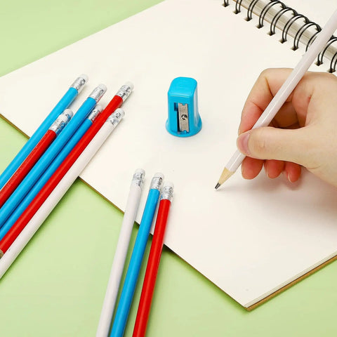 Round Wooden Pencils Bulk Pack Of 12 HB Graphite Pencils With Erasers For Office, School And Studio Use, Smooth Writing