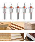 5 Pcs Adjustable Countersink Drill Bit Set With Positioner, Alloy Steel Tapered Step Bit For Wood Projects, shown with wood samples.
