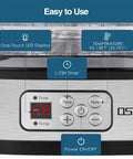 Top Shelf 5 Tray Electric Food Dehydrator Boasting A Slick Digital Led Touchscreen, showing LED display and control panel.