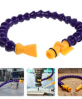 Flexible Coolant Hose With Half Inch Thread And Flat Nozzle Switch, Adjustable Water Pipe For Lathes, Mills And Hydraulic Cooling Systems, About Twenty Three Point Six Inch Length in use and detail view.