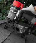 Coil Siding And Roofing Nailer For DIY Pros - Pro Grade Pneumatic 16-Degree Nail Gun in use on roofing shingles