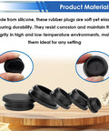 260 Pcs Rubber Hole Plugs Set for Round Holes, flexible black rubber plugs in various sizes, shown on a wooden surface